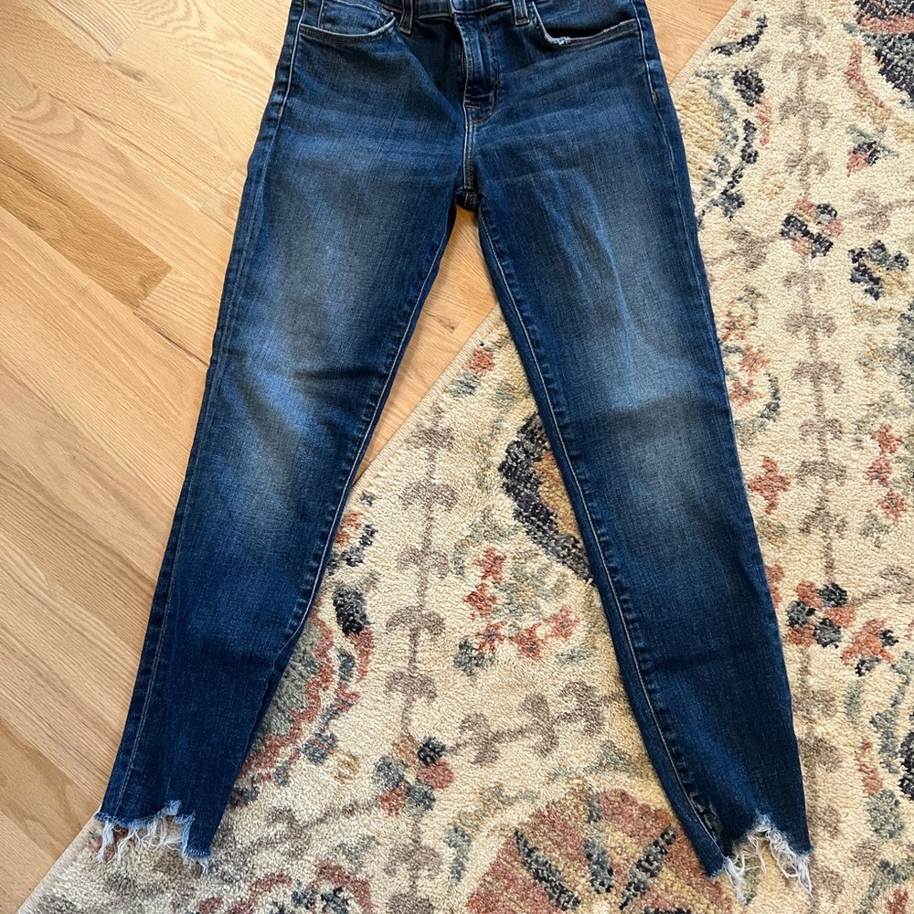 J Brand mid rise capris revoke destructed hem jeans